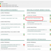 Elenco dei corsi di laurea di Ateneo, distinti per area tematica e tipologia di corso