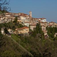 Vista del paese sul Sacro Monte di Varese e del pendio boschivo