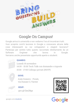 Locandina Google on Campus 19 novembre