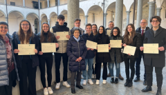 Vincitori del premio Silvia Luglio con signora Ortelli, prof. Prest e prof. Moriondo